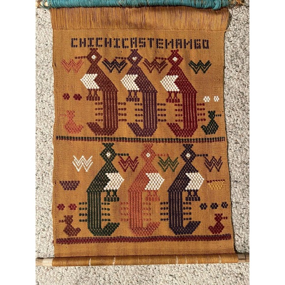 MCM Guatemalan Woven Wall Hanging Tapestry Chichicastenango Mayan Indian Vintage - Picture 3 of 4